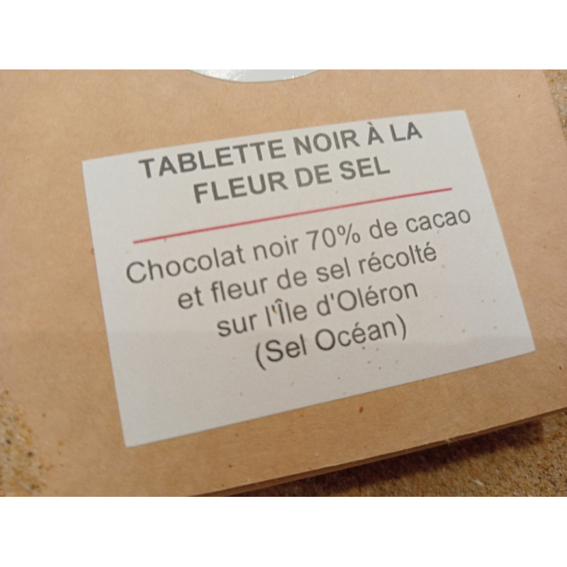 tablette de chocolat noir 70%, à la fleur de sel